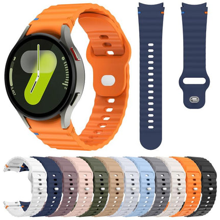 Wavy Grain Stitched Reverse Buckle 20mm Silicone Watch Band, For Samsung Galaxy Watch 7 40mm / 44mm - DealBuddy