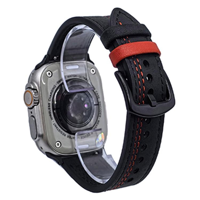 7-Line Tri-Star Buckle Pull Up Leather Watch Band