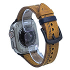 7-Line Tri-Star Buckle Pull Up Leather Watch Band, For Apple Watch 46mm / 49mm / 45mm / 44mm, For Apple Watch 42mm / 41mm / 40mm / 38mm - DealBuddy