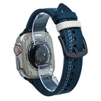 For Apple Watch 42mm / 41mm / 40mm / 38mm / Dark Blue White Thread