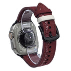 For Apple Watch 42mm / 41mm / 40mm / 38mm / Burgundy White Thread