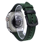 For Apple Watch 42mm / 41mm / 40mm / 38mm / Crazy Horse Green Black Thread