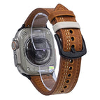 For Apple Watch 42mm / 41mm / 40mm / 38mm / Crazy Horse Yellow Brown White Thread