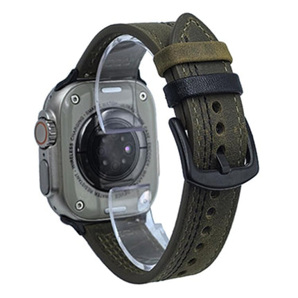 7-Line Tri-Star Buckle Pull Up Leather Watch Band, For Apple Watch 46mm / 49mm / 45mm / 44mm, For Apple Watch 42mm / 41mm / 40mm / 38mm - DealBuddy