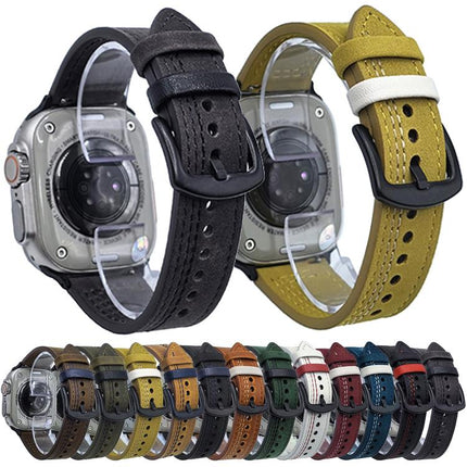 7-Line Tri-Star Buckle Pull Up Leather Watch Band