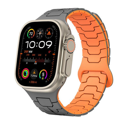 Steel Dragon Scale Magnetic Silicone Watch Band, For Apple Watch 46mm / 49mm / 45mm / 44mm - DealBuddy