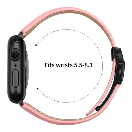 Lychee Texture Black Turtle Back Buckle Leather Watch Band, For Apple Watch 46mm / 49mm / 45mm / 44mm, For Apple Watch 42mm / 41mm / 40mm / 38mm - DealBuddy