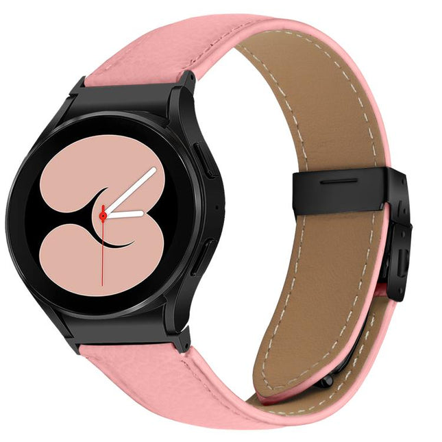 Quick Release Lychee Texture Black Turtle Back Buckle Leather Watch Band