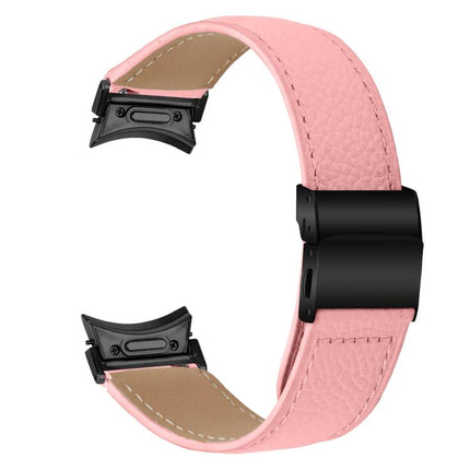 Quick Release Lychee Texture Black Turtle Back Buckle Leather Watch Band