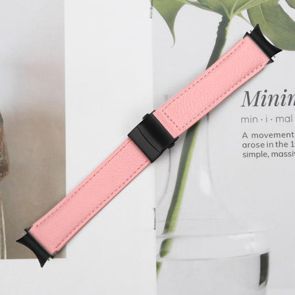 Quick Release Lychee Texture Black Turtle Back Buckle Leather Watch Band