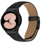 Quick Release Lychee Texture Black Turtle Back Buckle Leather Watch Band