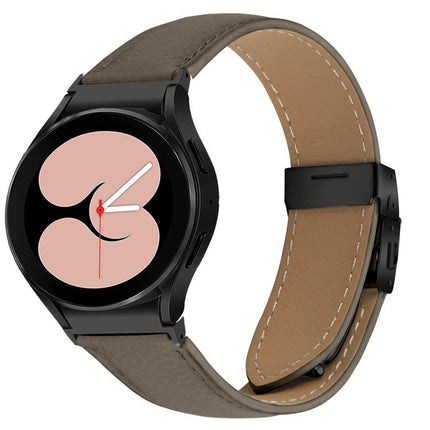 Quick Release Lychee Texture Black Turtle Back Buckle Leather Watch Band
