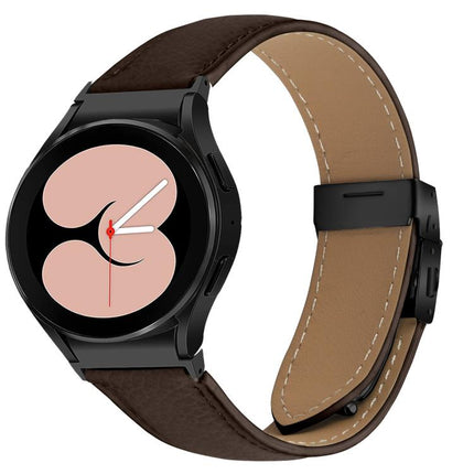 Quick Release Lychee Texture Black Turtle Back Buckle Leather Watch Band