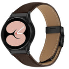 Quick Release Lychee Texture Black Turtle Back Buckle Leather Watch Band