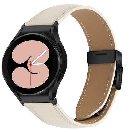 Quick Release Lychee Texture Black Turtle Back Buckle Leather Watch Band