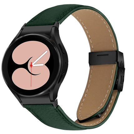 Quick Release Lychee Texture Black Turtle Back Buckle Leather Watch Band
