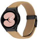 Quick Release Lychee Texture Black Turtle Back Buckle Leather Watch Band