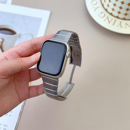 Curved Side Detachable Stainless Steel Watch Band, For Apple Watch 46mm / 49mm / 45mm / 44mm, For Apple Watch 42mm / 41mm / 40mm / 38mm - DealBuddy