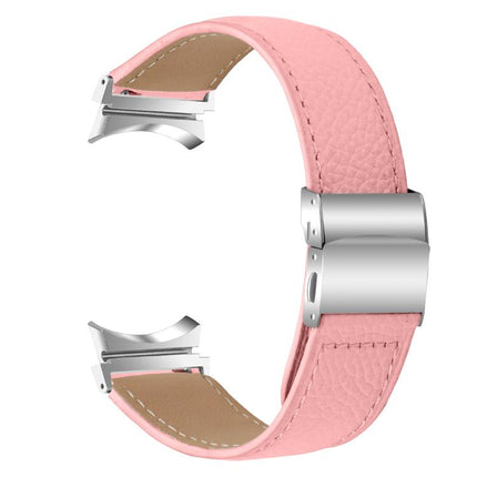 Lychee Texture Silver Turtle Back Buckle Leather Watch Band, For Samsung Galaxy Watch 7 40 / 44mm - DealBuddy