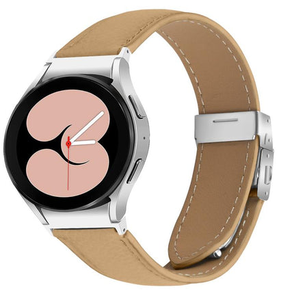 Lychee Texture Silver Turtle Back Buckle Leather Watch Band, For Samsung Galaxy Watch 7 40 / 44mm - DealBuddy