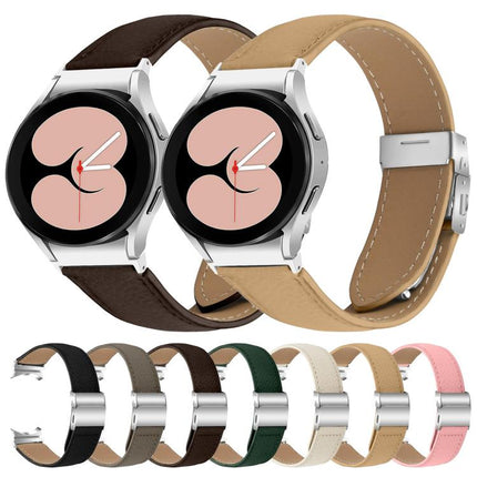 Lychee Texture Silver Turtle Back Buckle Leather Watch Band, For Samsung Galaxy Watch 7 40 / 44mm - DealBuddy