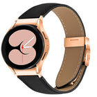 Quick Release Lychee Texture Rose Gold Turtle Back Buckle Leather Watch Band