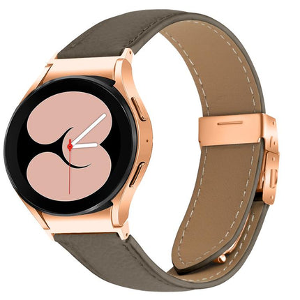 Quick Release Lychee Texture Rose Gold Turtle Back Buckle Leather Watch Band