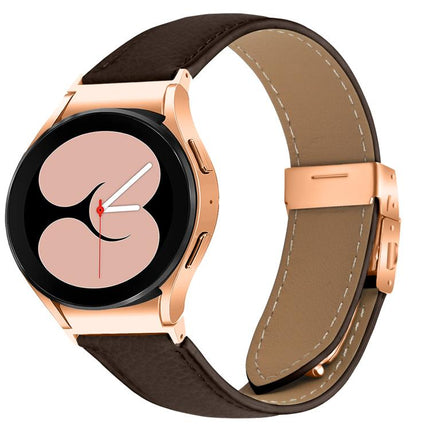 Quick Release Lychee Texture Rose Gold Turtle Back Buckle Leather Watch Band