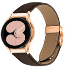 Quick Release Lychee Texture Rose Gold Turtle Back Buckle Leather Watch Band