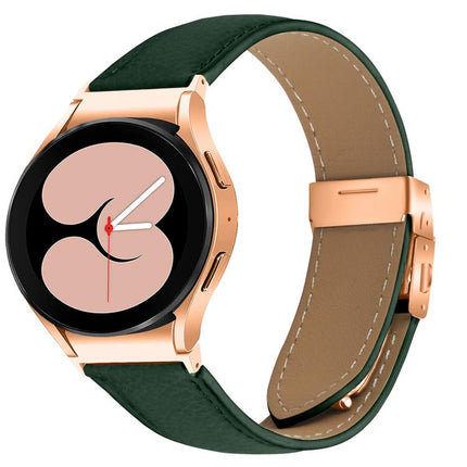 Quick Release Lychee Texture Rose Gold Turtle Back Buckle Leather Watch Band