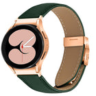 Quick Release Lychee Texture Rose Gold Turtle Back Buckle Leather Watch Band