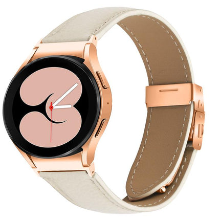 Quick Release Lychee Texture Rose Gold Turtle Back Buckle Leather Watch Band, For Samsung Galaxy Watch 7 40 / 44mm - DealBuddy