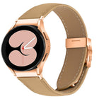 Quick Release Lychee Texture Rose Gold Turtle Back Buckle Leather Watch Band