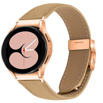 Quick Release Lychee Texture Rose Gold Turtle Back Buckle Leather Watch Band, For Samsung Galaxy Watch 7 40 / 44mm - DealBuddy