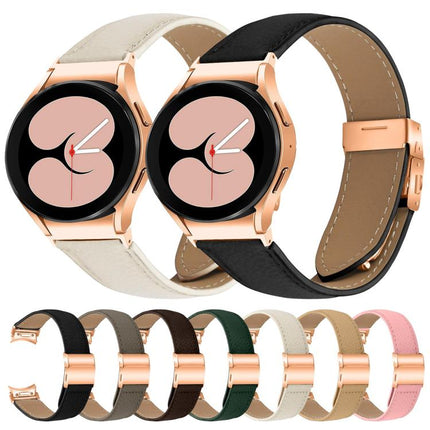 Quick Release Lychee Texture Rose Gold Turtle Back Buckle Leather Watch Band