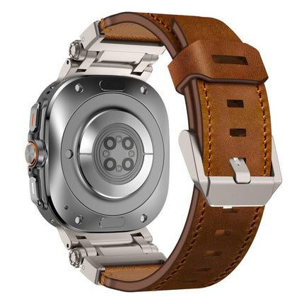 Explorer Stainless Steel Head Leather Watch Band, For Samsung Galaxy Watch Ultra 47mm / Ultra 2025 - DealBuddy