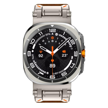 Explorer Stainless Steel Head Leather Watch Band