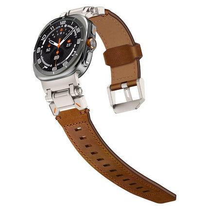 Explorer Stainless Steel Head Leather Watch Band