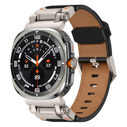 Explorer Stainless Steel Head Leather Watch Band, For Samsung Galaxy Watch Ultra 47mm / Ultra 2025 - DealBuddy