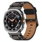 Explorer Stainless Steel Head Leather Watch Band