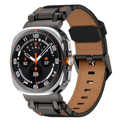 Explorer Stainless Steel Head Leather Watch Band, For Samsung Galaxy Watch Ultra 47mm / Ultra 2025 - DealBuddy