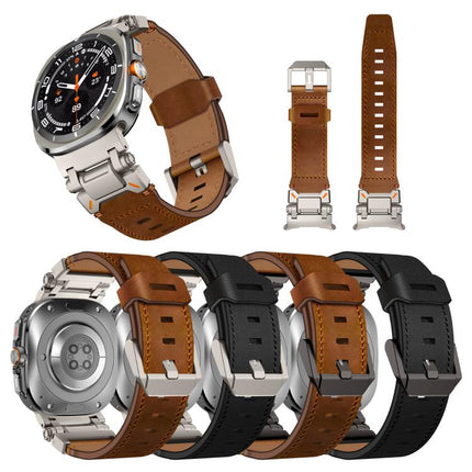 Explorer Stainless Steel Head Leather Watch Band, For Samsung Galaxy Watch Ultra 47mm / Ultra 2025 - DealBuddy