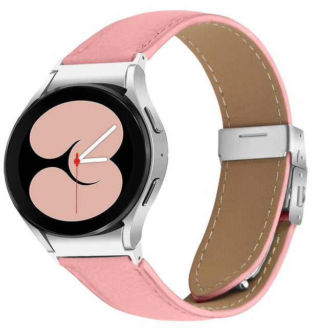 Quick Release Lychee Texture Silver Turtle Back Buckle Leather Watch Band