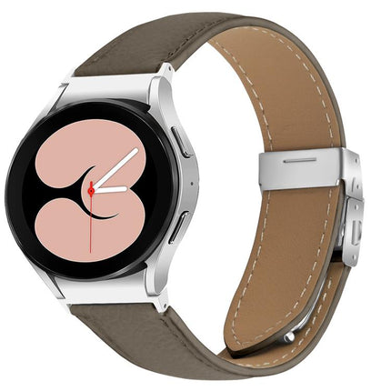 Quick Release Lychee Texture Silver Turtle Back Buckle Leather Watch Band
