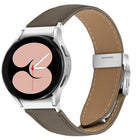 Quick Release Lychee Texture Silver Turtle Back Buckle Leather Watch Band