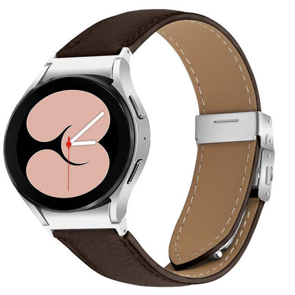 Quick Release Lychee Texture Silver Turtle Back Buckle Leather Watch Band