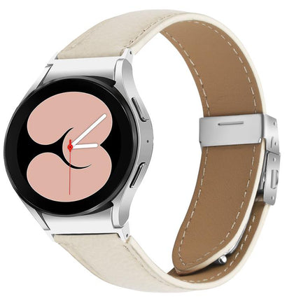 Quick Release Lychee Texture Silver Turtle Back Buckle Leather Watch Band