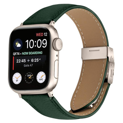 Lychee Texture Starlight Turtle Back Buckle Leather Watch Band
