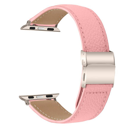 Lychee Texture Starlight Turtle Back Buckle Leather Watch Band