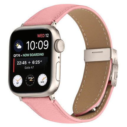 Lychee Texture Starlight Turtle Back Buckle Leather Watch Band, For Apple Watch 46mm / 49mm / 45mm / 44mm, For Apple Watch 42mm / 41mm / 40mm / 38mm - DealBuddy